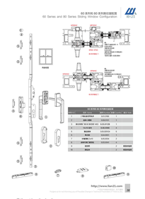   Configuration de fenêtre coulissante série 60 série 80 